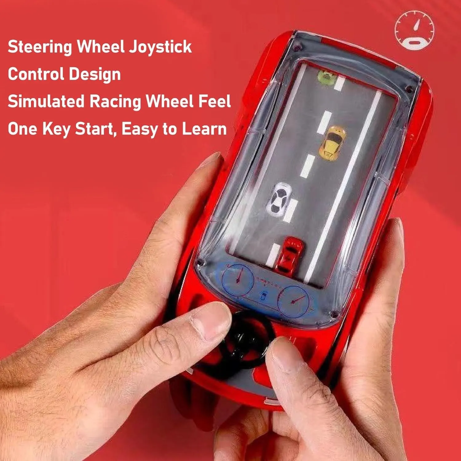 Handheld Racing Game,Racing Car Adventure Toys,Machine Logic Thinking Training Innovative Racer with Steering Wheel,Driving Simulator Small Car with Dual Player Mode for Family Play(Black*2)