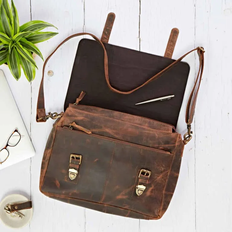 Handmade Buffalo Leather Large Laptop Bag