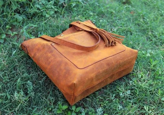 Handmade Leather tote bag, Shoulder tote bag, Tote bags for women, Leather tote bags, Best tote bags, Crazy Horse Tote bags