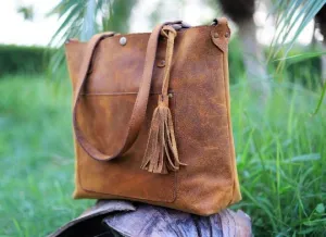 Handmade Leather tote bag, Shoulder tote bag, Tote bags for women, Leather tote bags, Best tote bags, Crazy Horse Tote bags