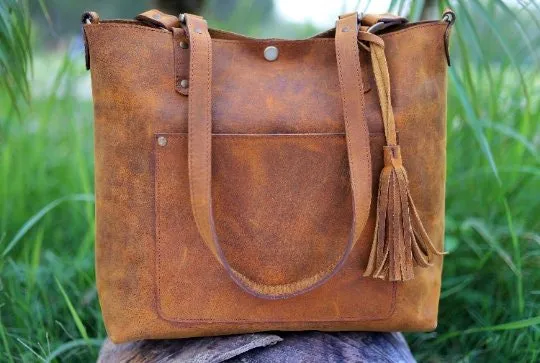 Handmade Leather tote bag, Shoulder tote bag, Tote bags for women, Leather tote bags, Best tote bags, Crazy Horse Tote bags