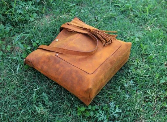 Handmade Leather tote bag, Shoulder tote bag, Tote bags for women, Leather tote bags, Best tote bags, Crazy Horse Tote bags