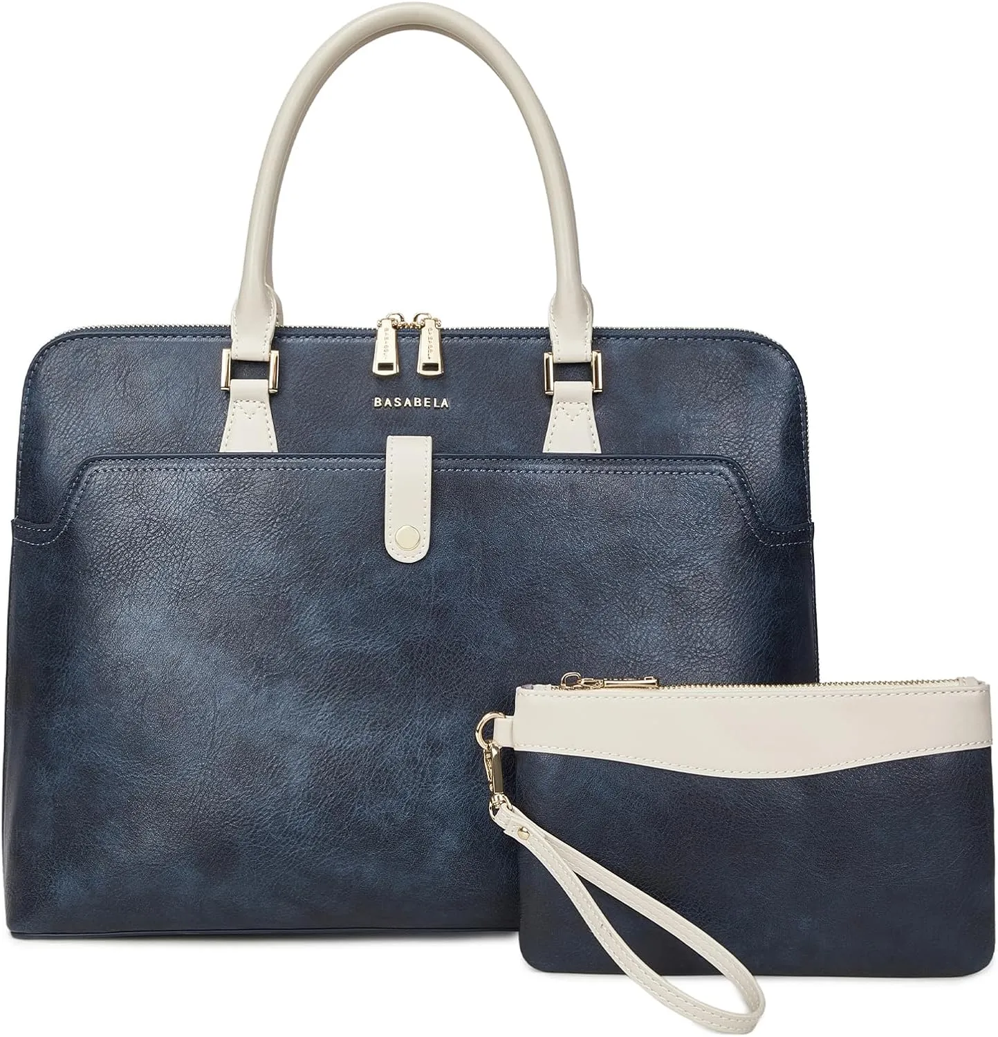 Handmade Vegan Leather 16inch Laptop Office Briefcase Large Bags for Women Men Work, Top Handle Handbags and Wristlet Wallet