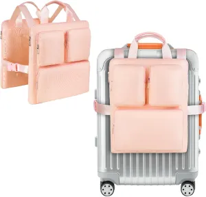Hanging Luggage Organizer for Carry On Luggage and Suitcase,Travel Suitcase Organizer Bag with Adjustable Straps and Multiple Pockets for 16” Laptop,Pink