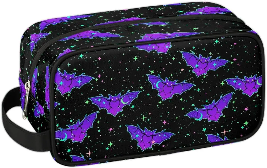 Hanging Toiletry Bag for Women Halloween Theme Bat Travel Makeup Bag Organizer Toiletries Bag for Travel Size Essentials Accessories Cosmetics