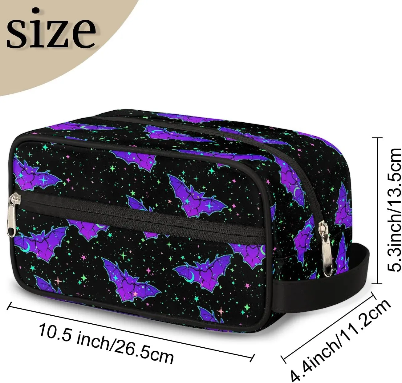 Hanging Toiletry Bag for Women Halloween Theme Bat Travel Makeup Bag Organizer Toiletries Bag for Travel Size Essentials Accessories Cosmetics