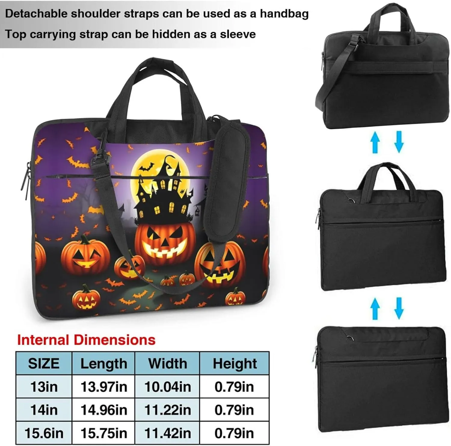 Happy Camper Green Print Notebook Computer Protective Carrying Cover With Pocket,13 Inch Laptop Shoulder Bag