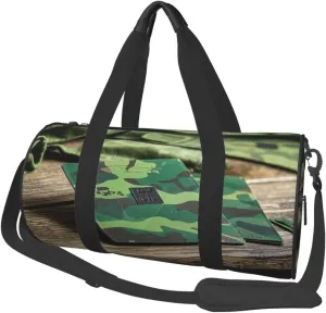 Hardwoods Green Print Round Large Capacity Travel Luggage Bags,Men's and Women's Hand-Held Travel Clothing Bags