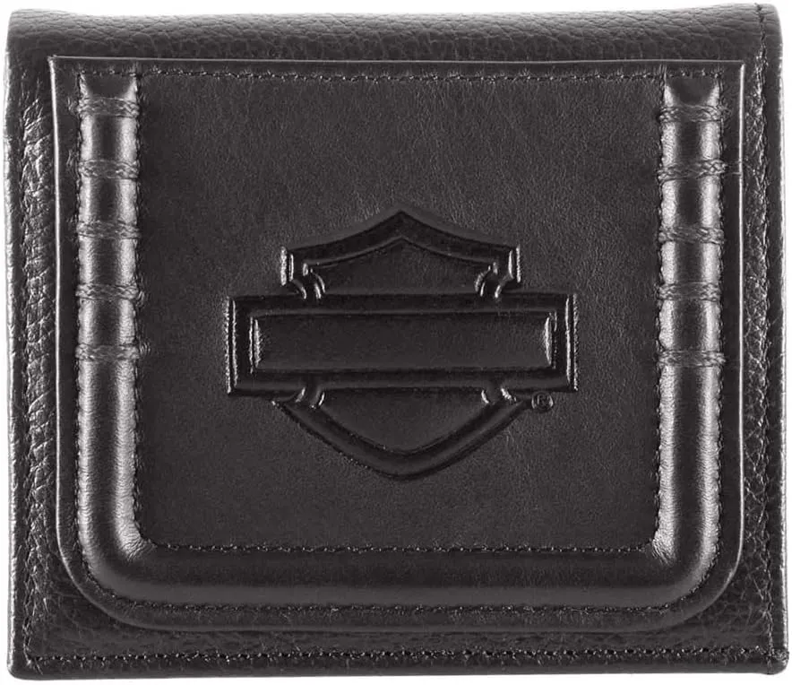 Harley-Davidson Women's Trapunto Leather Wallet w/RFID - Black
