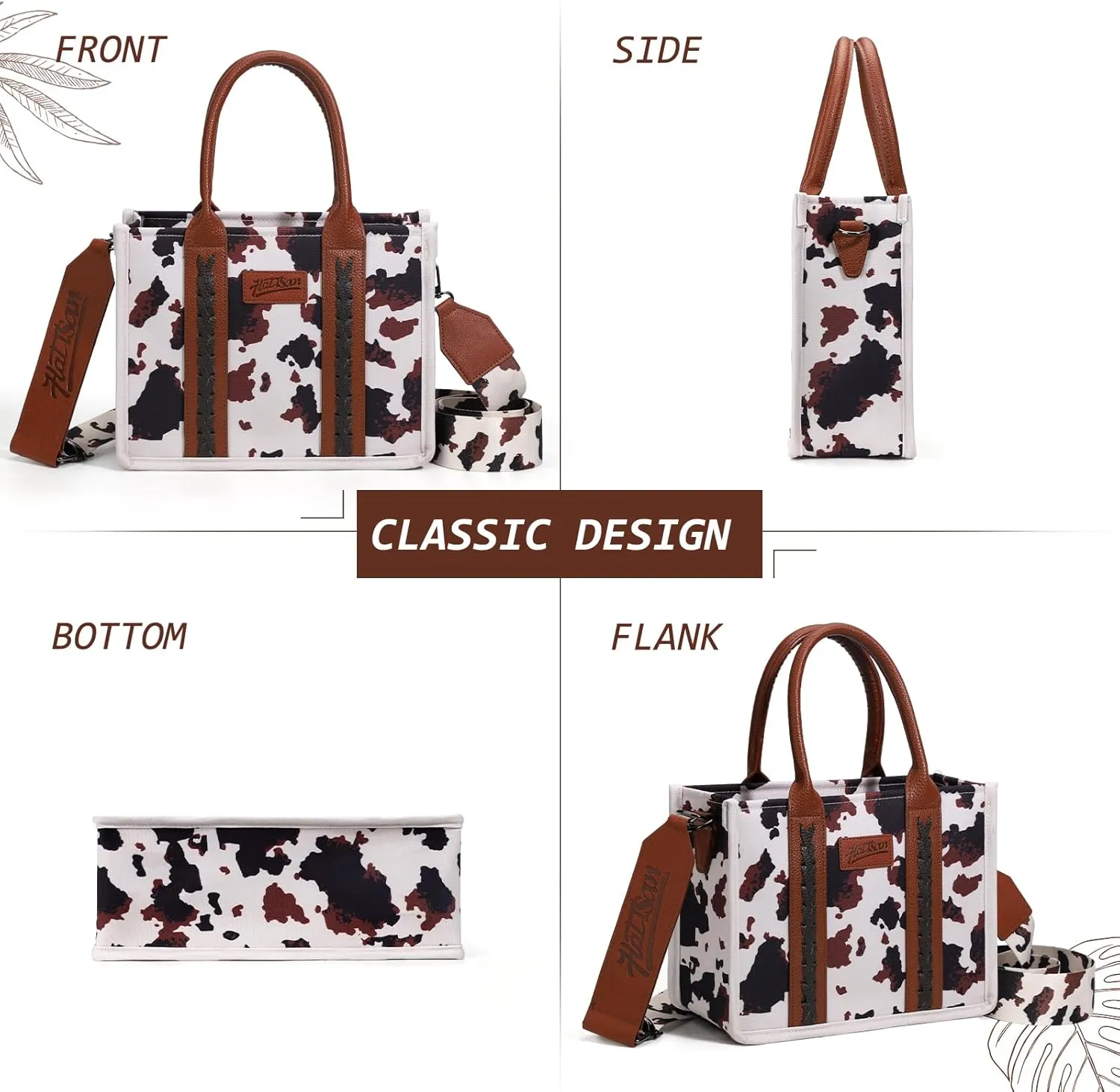 hatisan Canvas Tote Bag for Women Western Purses Shoulder Boho Bag Crossbody Bag Handbags Wallet