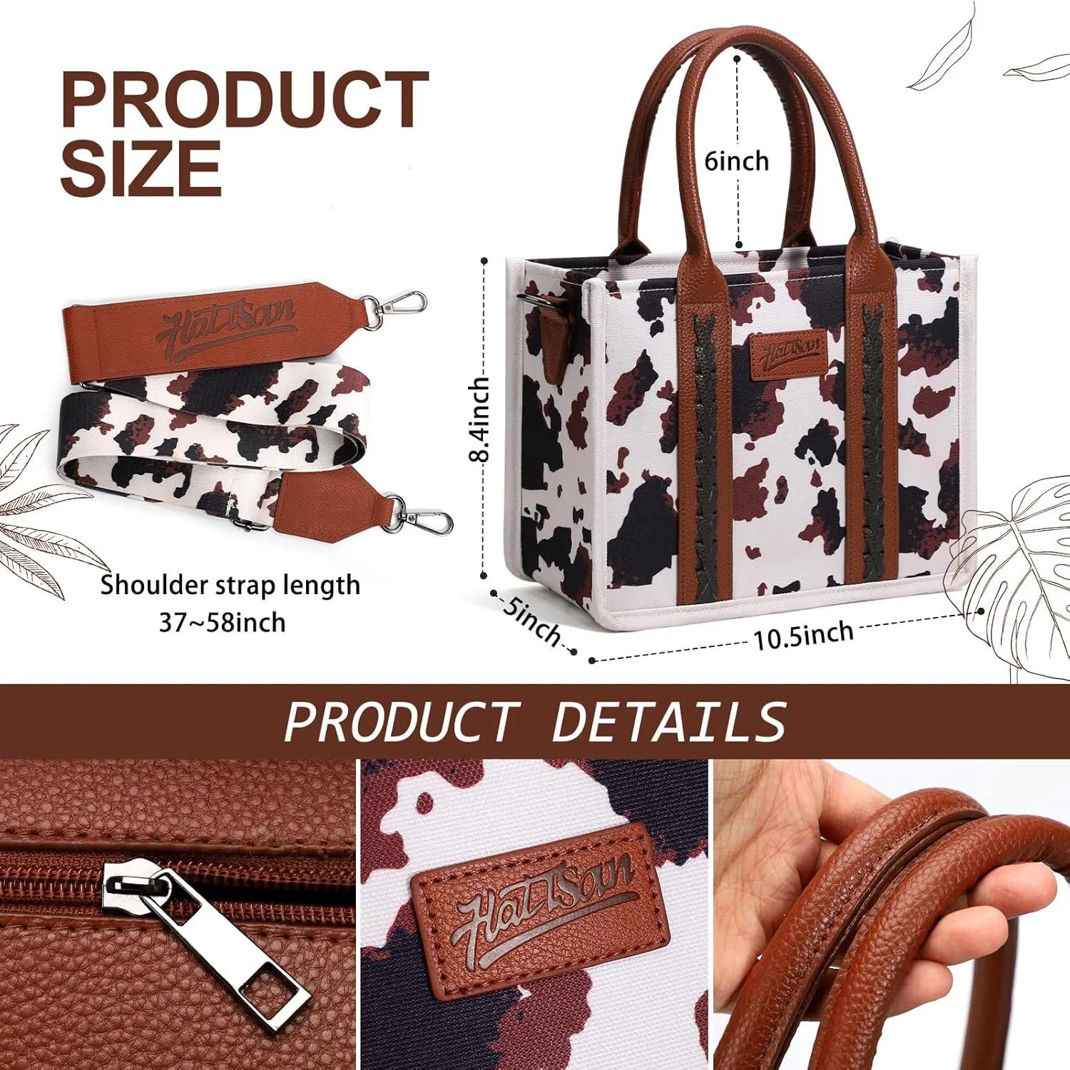 hatisan Canvas Tote Bag for Women Western Purses Shoulder Boho Bag Crossbody Bag Handbags Wallet