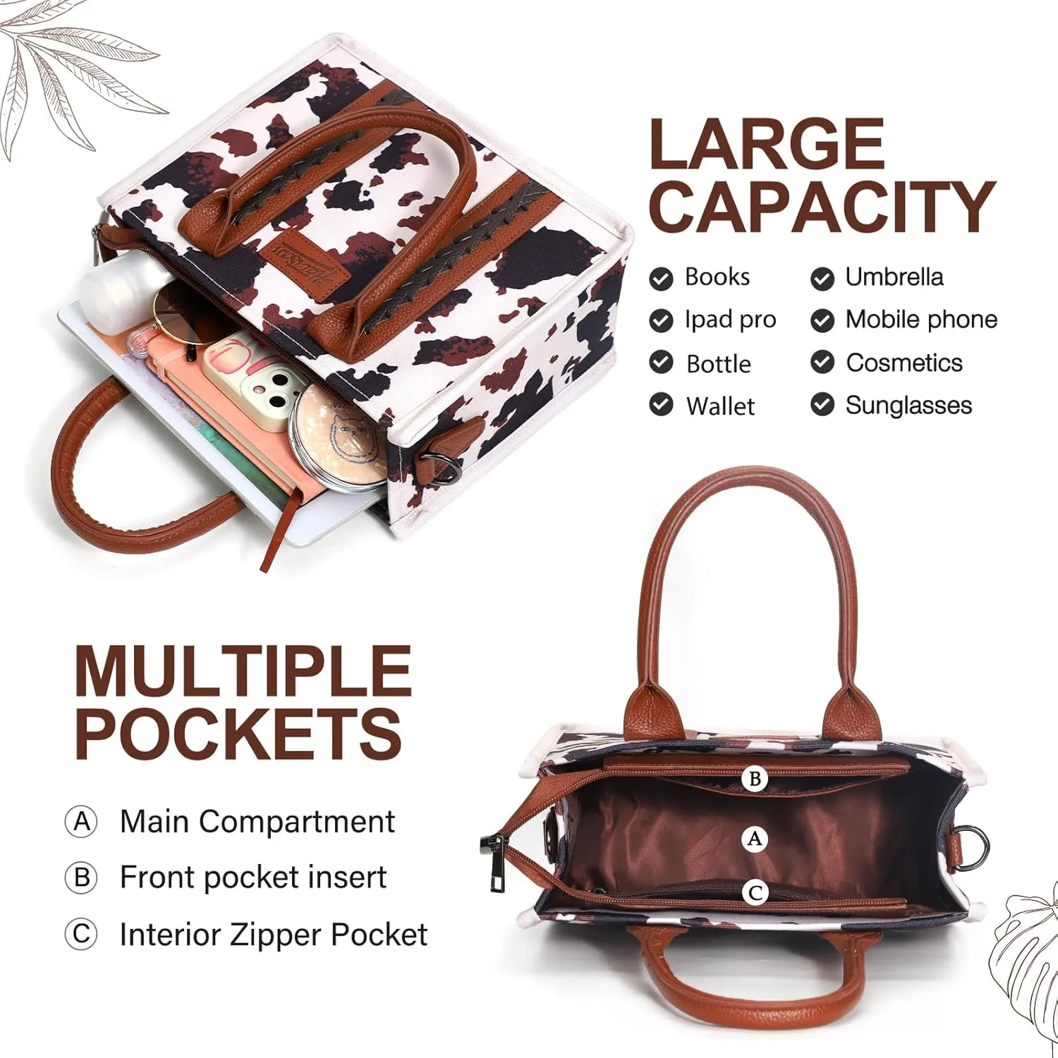 hatisan Canvas Tote Bag for Women Western Purses Shoulder Boho Bag Crossbody Bag Handbags Wallet