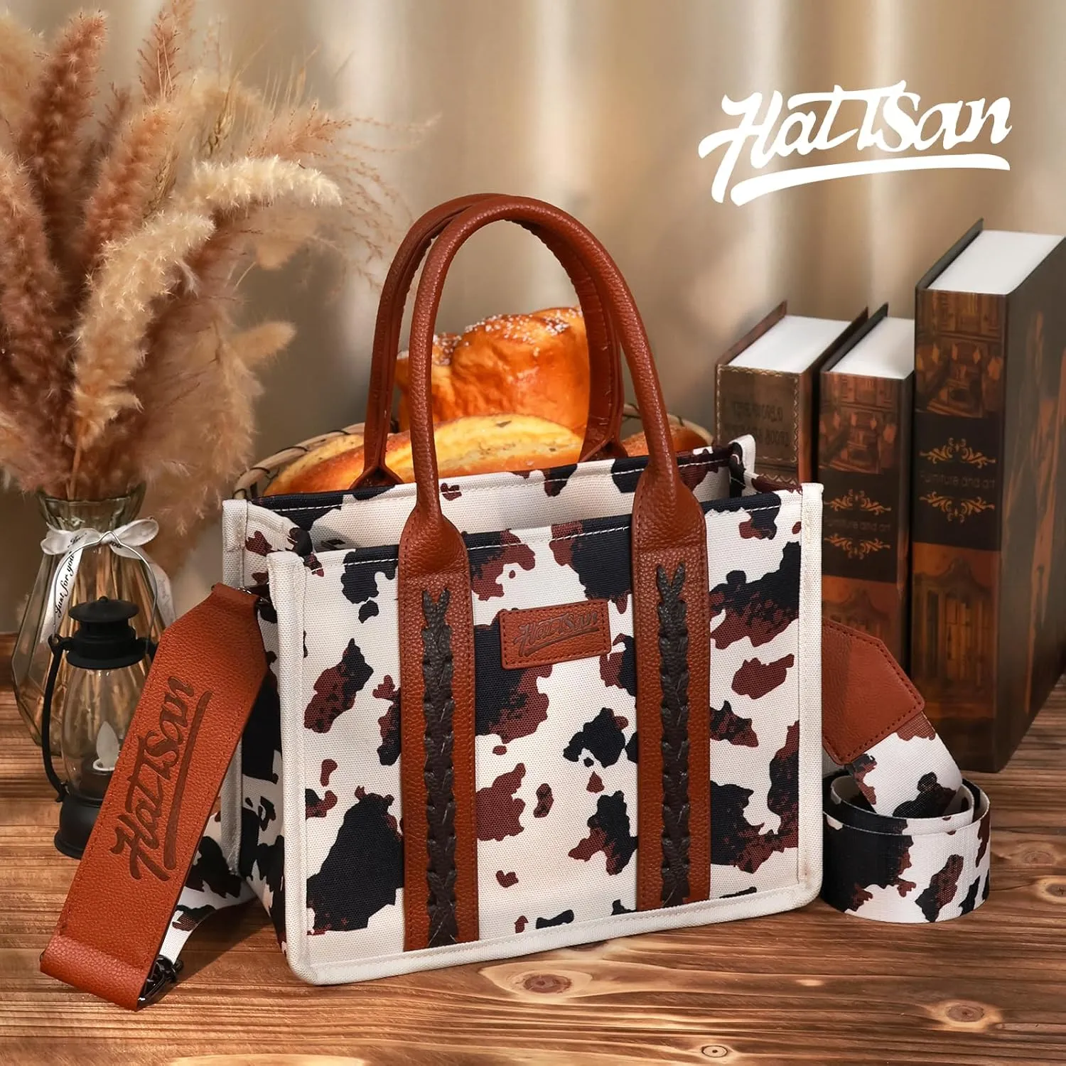 hatisan Canvas Tote Bag for Women Western Purses Shoulder Boho Bag Crossbody Bag Handbags Wallet
