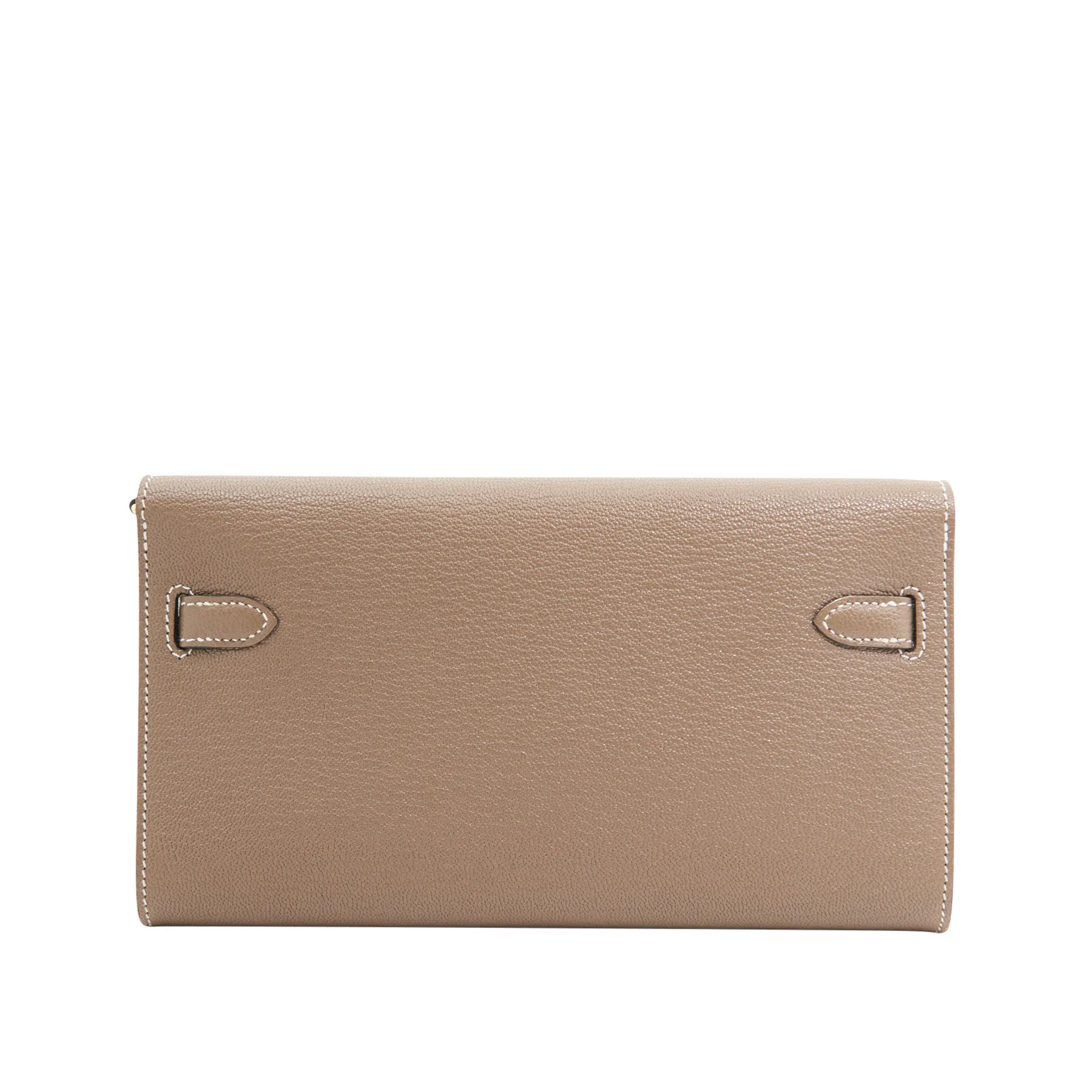 Hermes Togo Kelly to go Wallet in Etoupe GHW