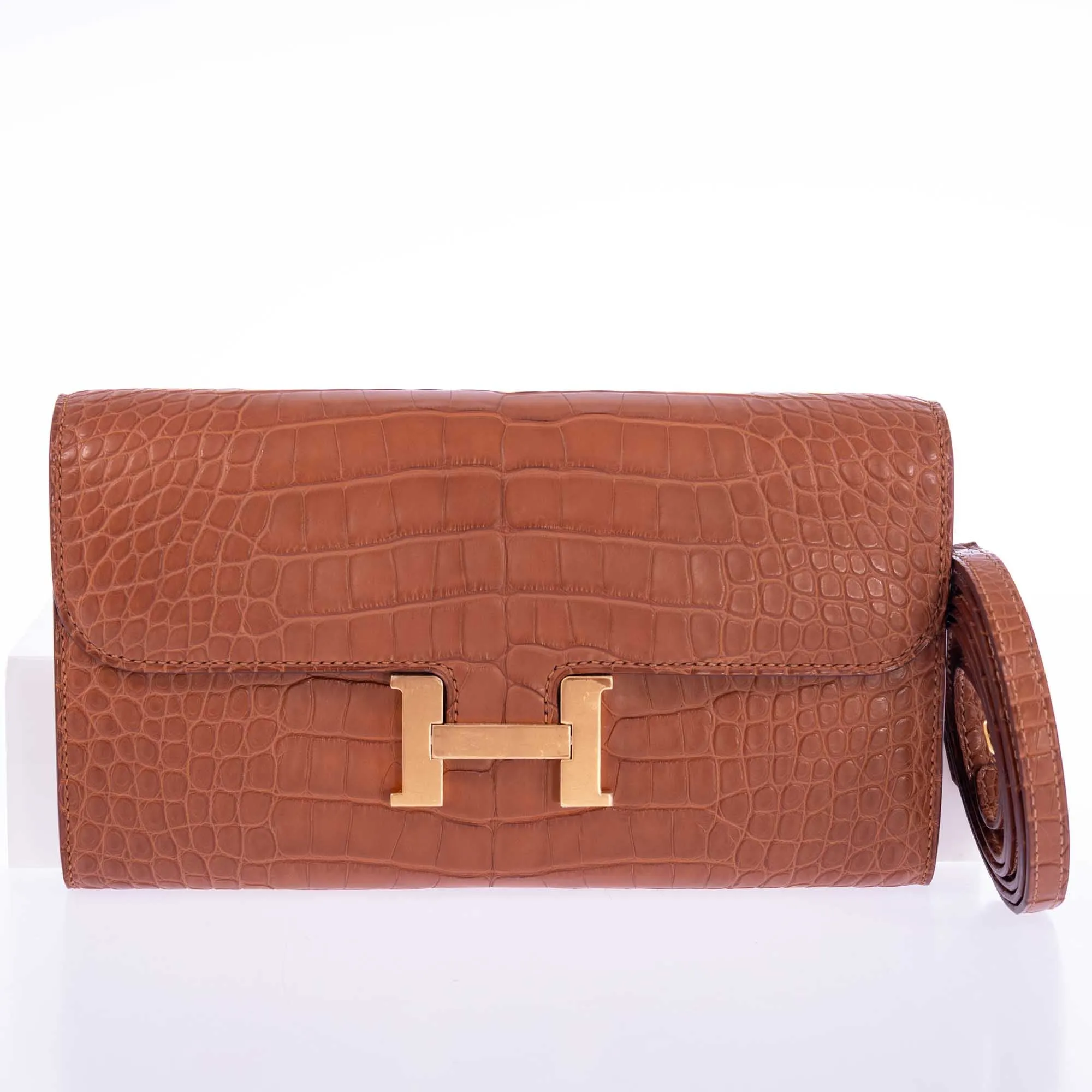 Hermès Constance Long Wallet Gold Matte Alligator Gold Hardware