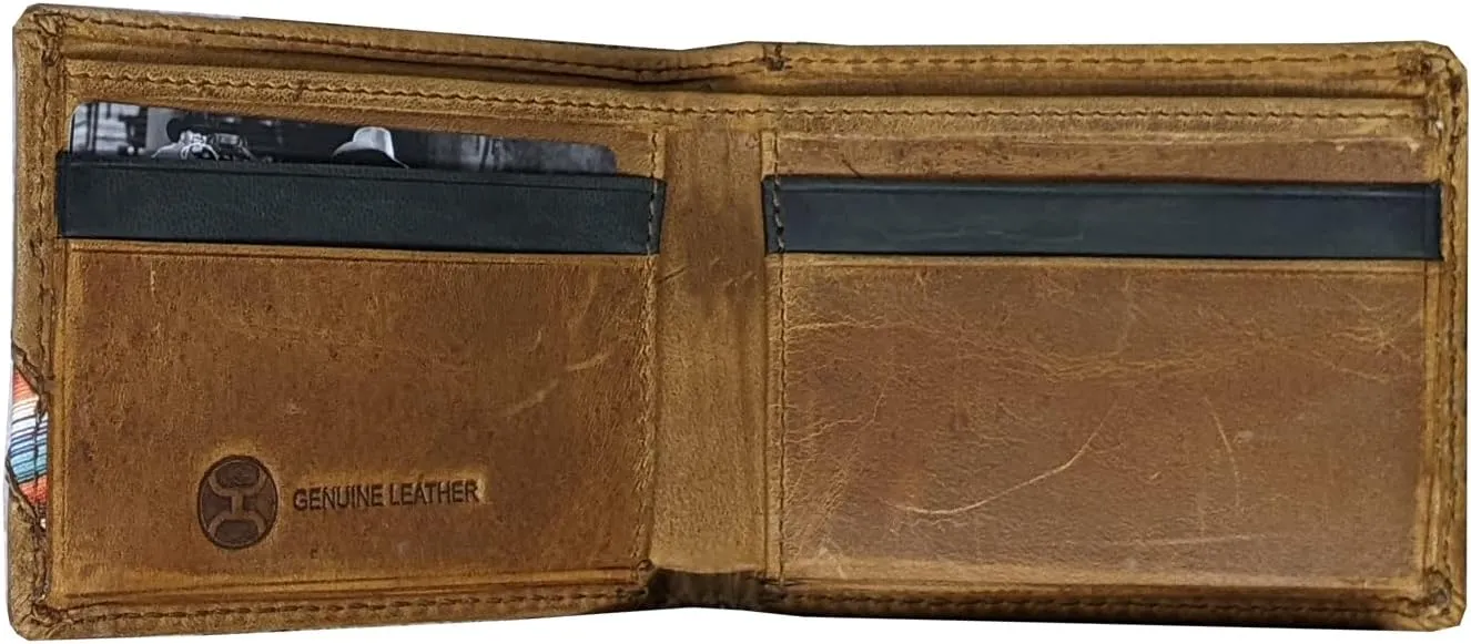 HOOEY Bi-Fold Leather Men's Wallet (Hands-Up - Sunset Serape)