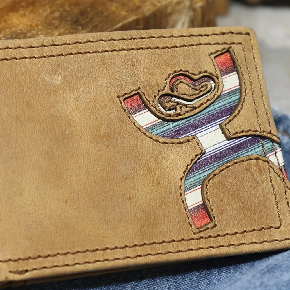 HOOEY Bi-Fold Leather Men's Wallet (Hands-Up - Sunset Serape)