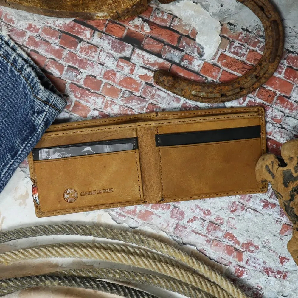 HOOEY Bi-Fold Leather Men's Wallet (Hands-Up - Sunset Serape)