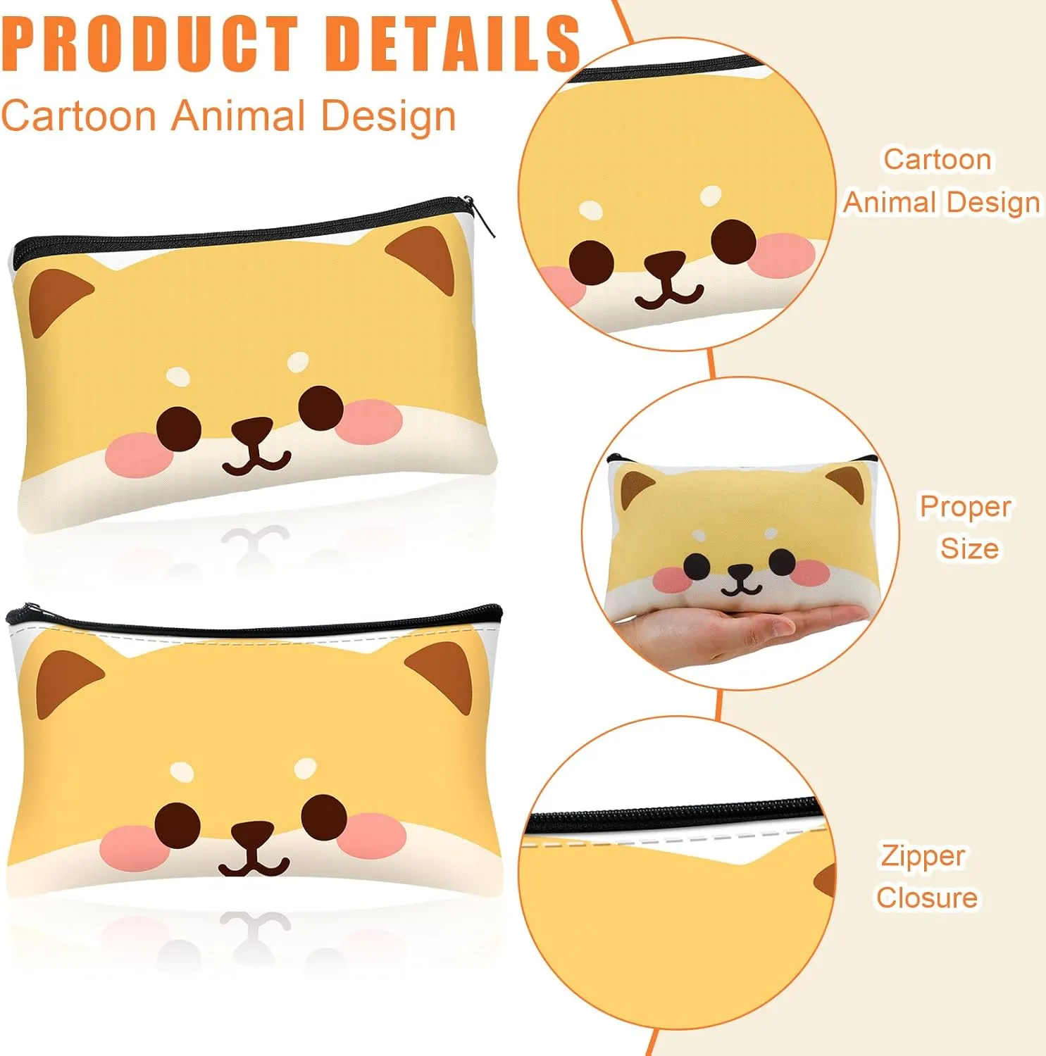 Hosuly 24 Pcs Bulk Cartoon Zipper Pencil Case Pouch Cute Cartoon Animal Pen Bag Multicolored Cat Bear Shark Bunny Canvas Pencil Pouch Organizer for Boy Girl Stationary Storage School