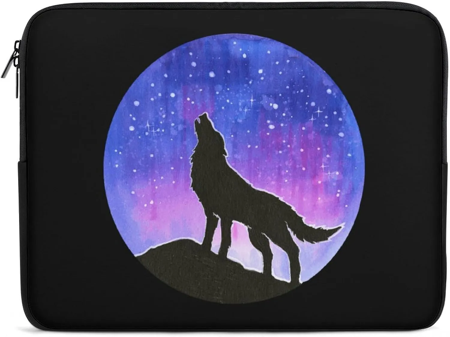Howling Wolf Silhouette Galaxy Personalized Laptop Bag Business Casual Laptop Case Slim Computer Bag Briefcase