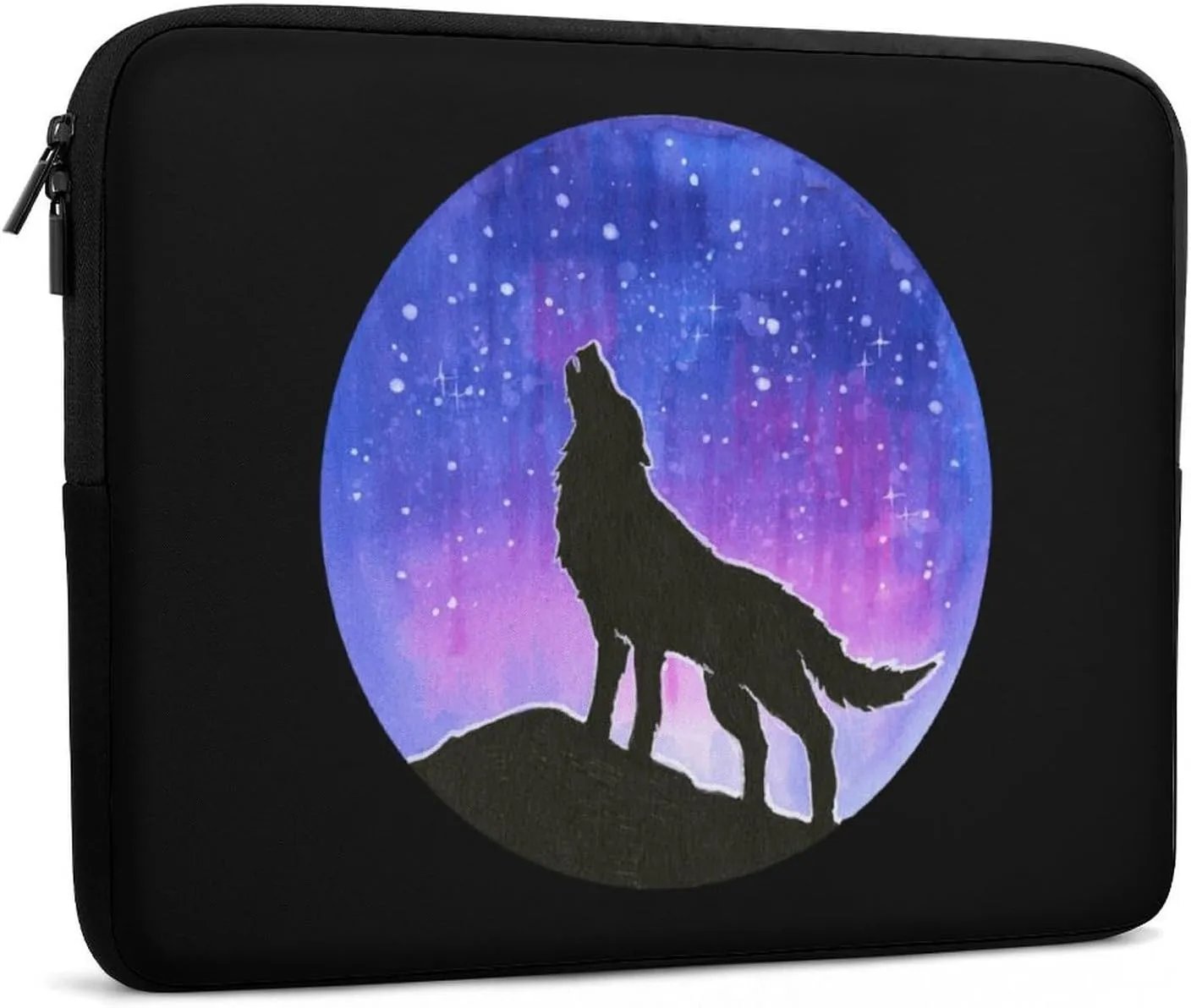 Howling Wolf Silhouette Galaxy Personalized Laptop Bag Business Casual Laptop Case Slim Computer Bag Briefcase
