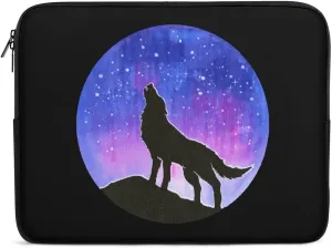 Howling Wolf Silhouette Galaxy Personalized Laptop Bag Business Casual Laptop Case Slim Computer Bag Briefcase