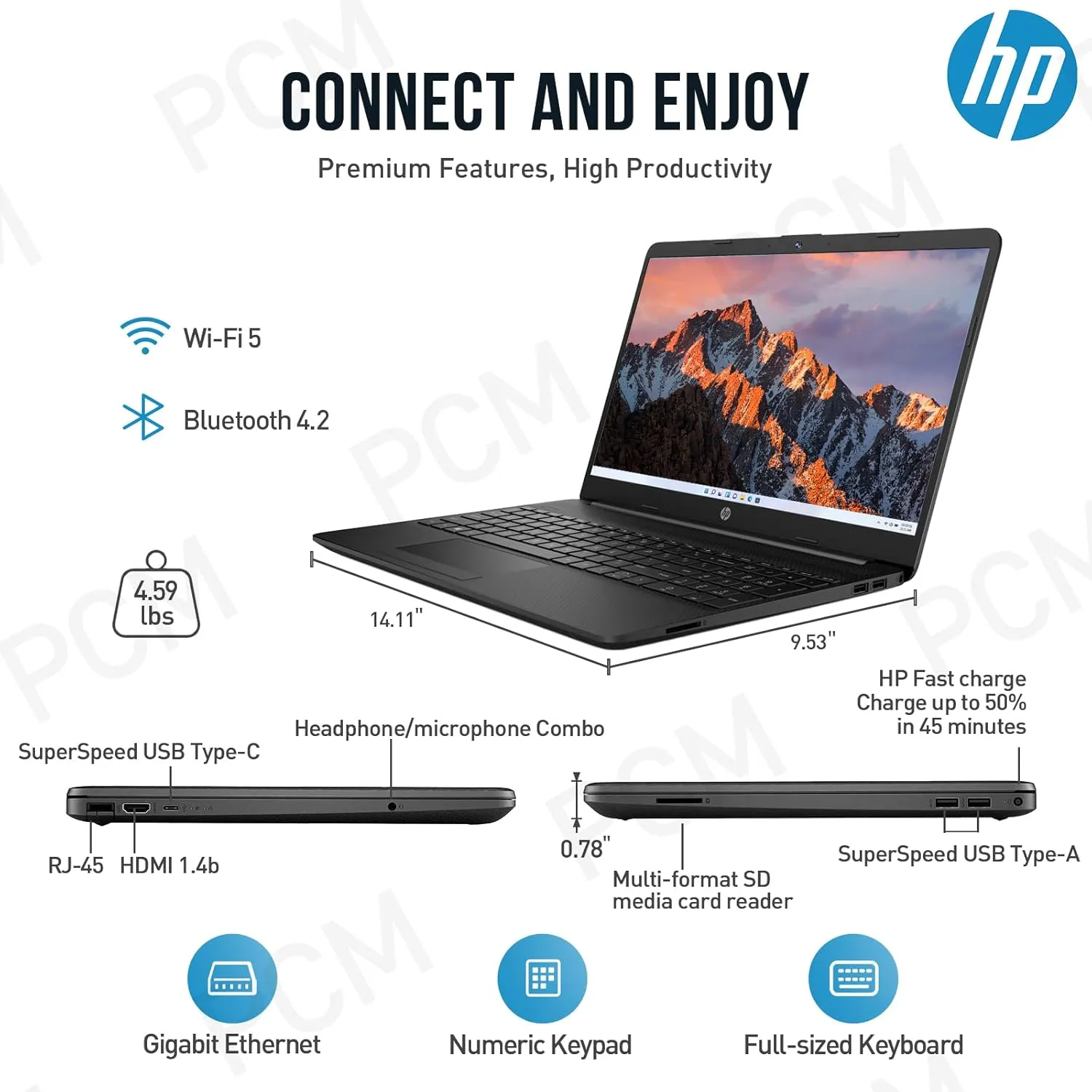 HP 15.6 Laptop Computer, Business Laptop 15 Inch HD, Intel Pentium Silver N5030 Quad Core, 16GB RAM, 1TB SSD, 1-Year Office 365, Windows 11 Pro Laptop, Ethernet Port, 10-Key Number Keypad, USB-C