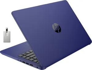 HP Stream 14" HD BrightView Laptop, Intel Celeron N4120 Processor, 4GB RAM, 64GB Storage, Intel HD Graphics, 720p Webcam, 1 Year Office 365, Blue, Win 11 S, 32GB Hotface USB Card