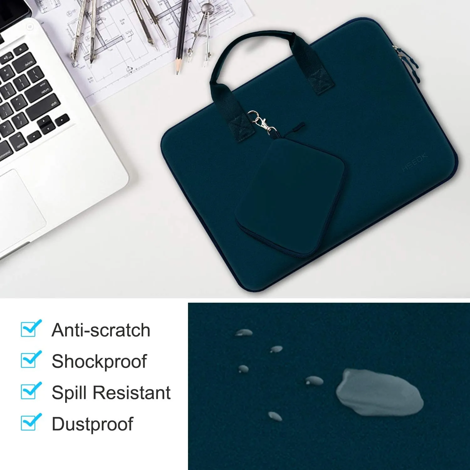 Hseok Laptop Sleeve 13.3-14 inch Case with Small Pouch, Neoprene Computer Bag Compatible with MacBook Pro 14" M4/M3/M2/M1 2025-2021, Mac Air/Pro 13.3" and Most 13-14 inch Notebooks,D02B01