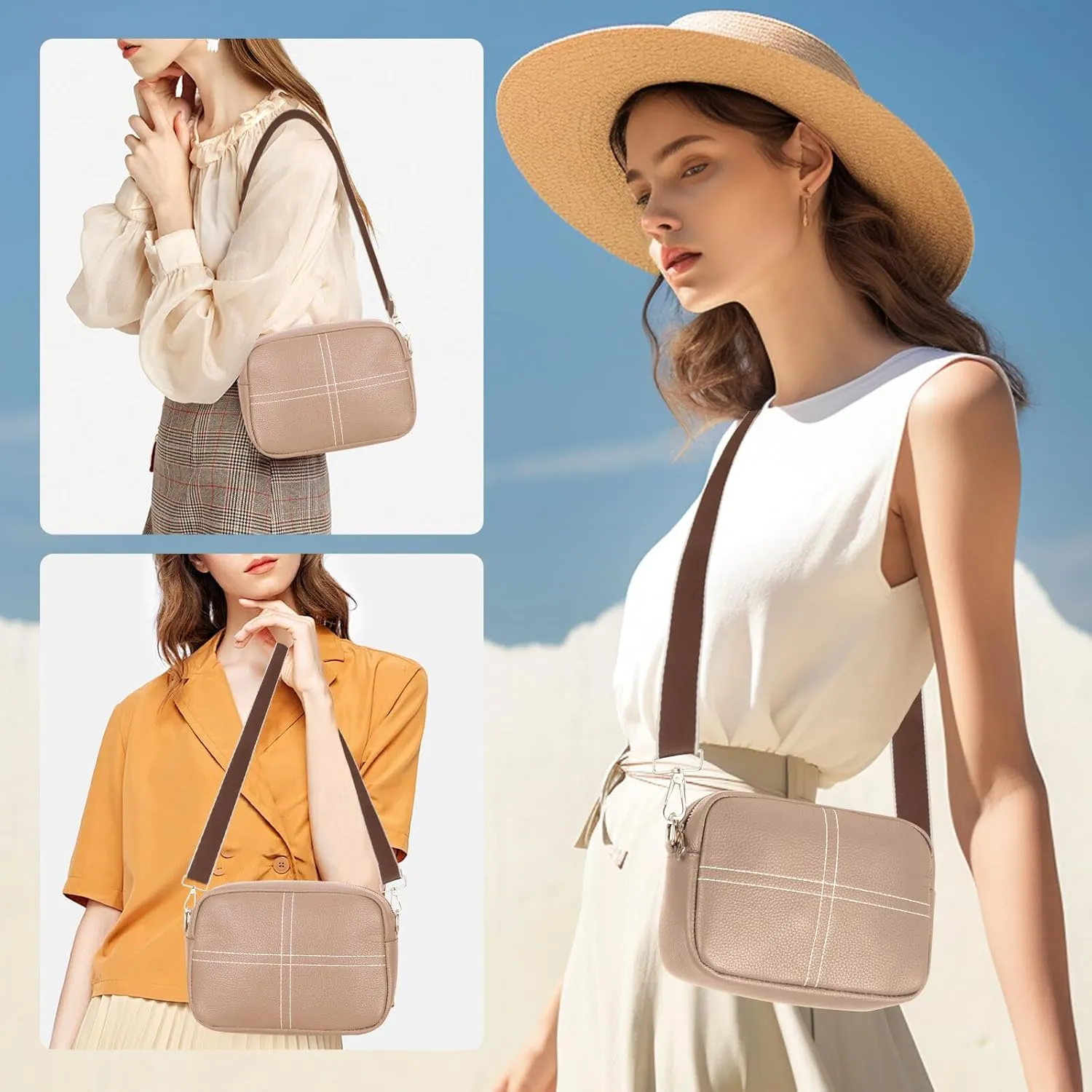 HUA ANGEL Quilted Crossbody Bags for Women, Trendy Small Crossbody Travel Purses Vegan Leather Cellphone Shoulder Handbags