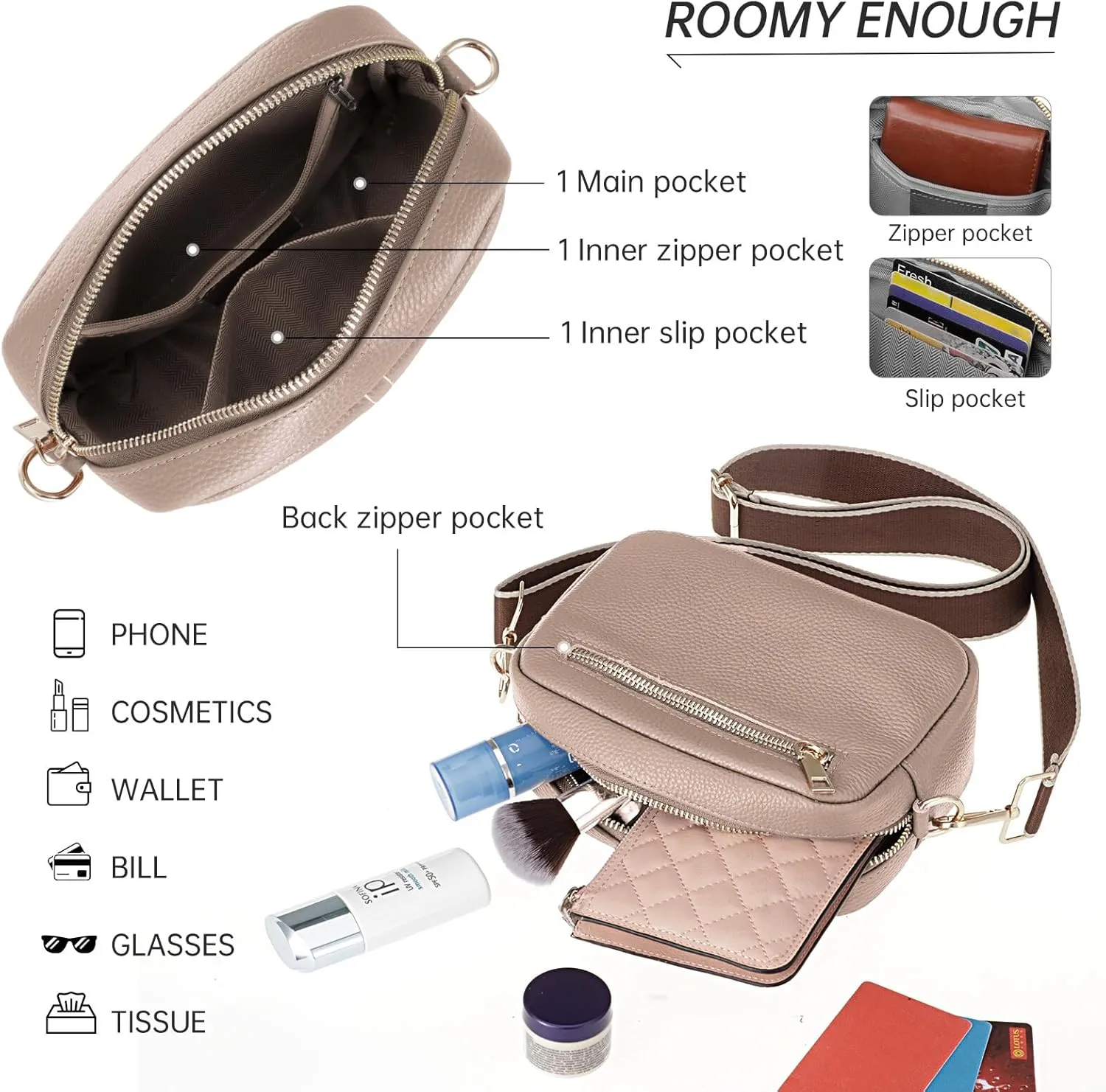 HUA ANGEL Quilted Crossbody Bags for Women, Trendy Small Crossbody Travel Purses Vegan Leather Cellphone Shoulder Handbags