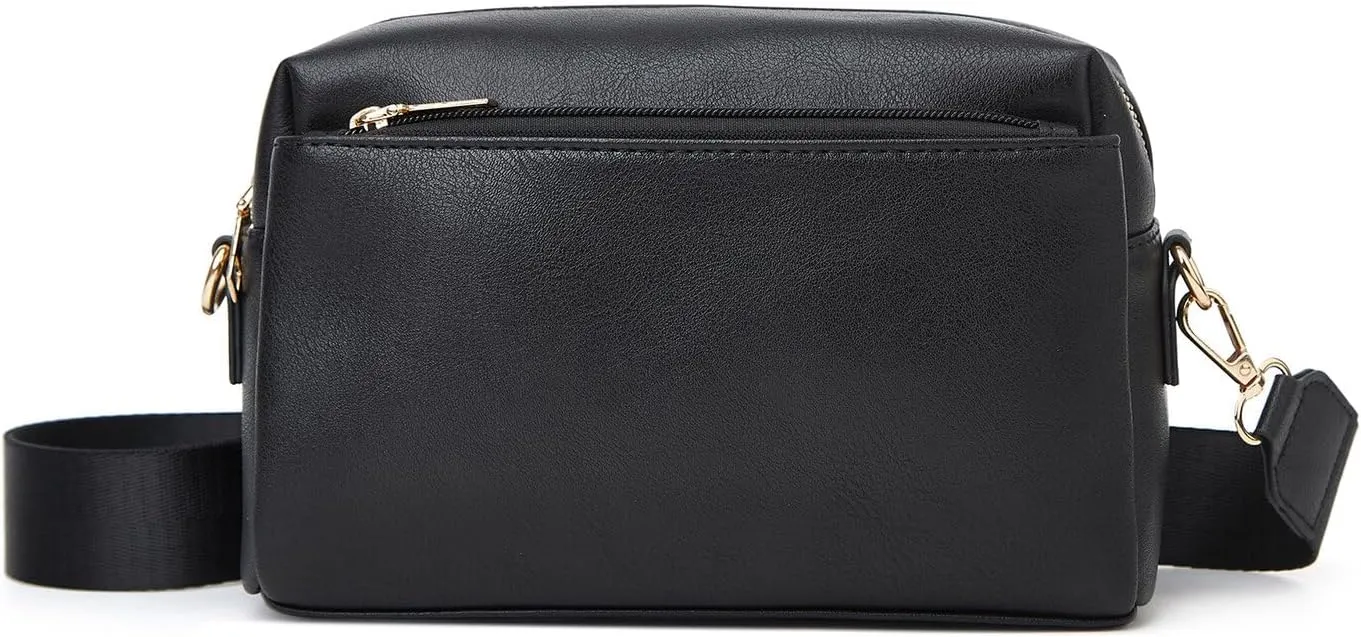 HUA ANGEL Small Crossbody Bags for Women Leather Cellphone Shoulder Handbags Triple Zip Satchel Purse with Adjustable Strap