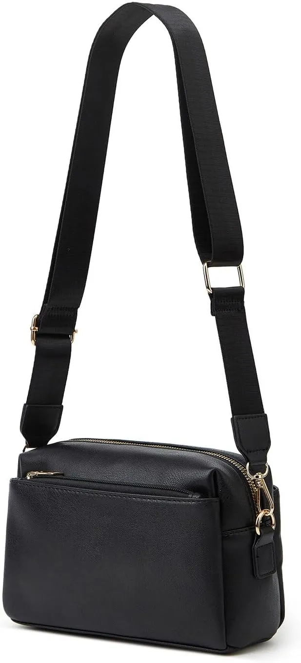 HUA ANGEL Small Crossbody Bags for Women Leather Cellphone Shoulder Handbags Triple Zip Satchel Purse with Adjustable Strap