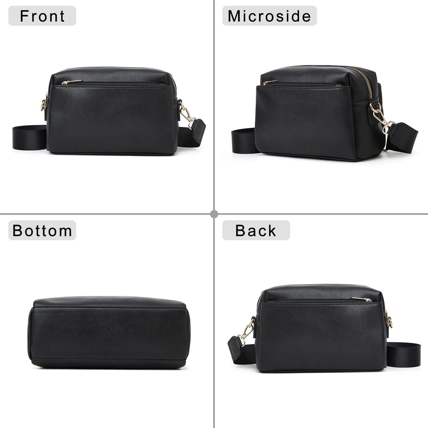 HUA ANGEL Small Crossbody Bags for Women Leather Cellphone Shoulder Handbags Triple Zip Satchel Purse with Adjustable Strap