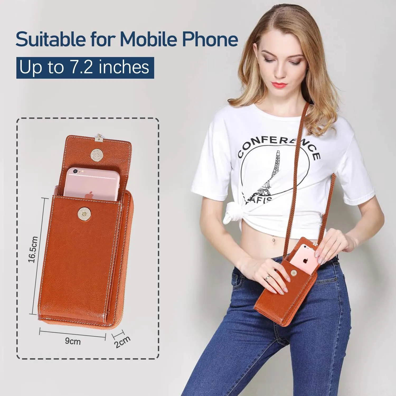 HUANLANG Small Crossbody Phone Bags for Women Leather Cell Phone Purse Wallet