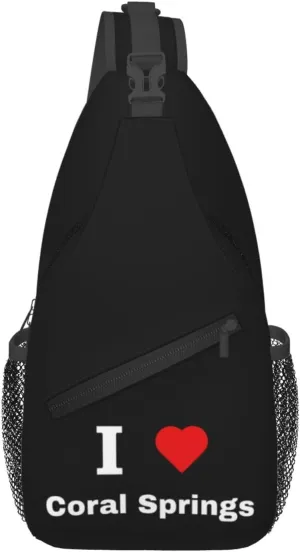 I Love Coral Springs Crossbody Bags For Women Men Chest Backpack Gym Shoulder Bag Travel Outdoor Sports Casual Crossbody Bags