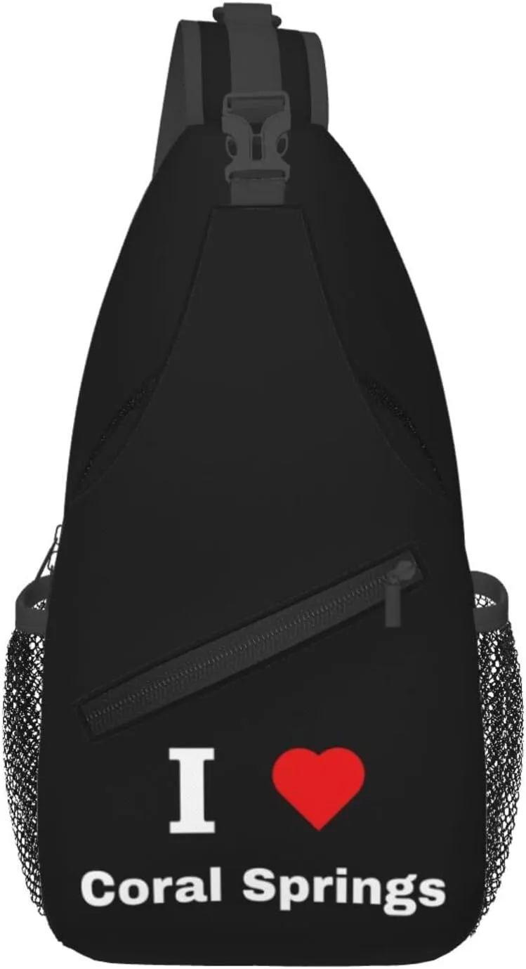 I Love Coral Springs Crossbody Bags For Women Men Chest Backpack Gym Shoulder Bag Travel Outdoor Sports Casual Crossbody Bags
