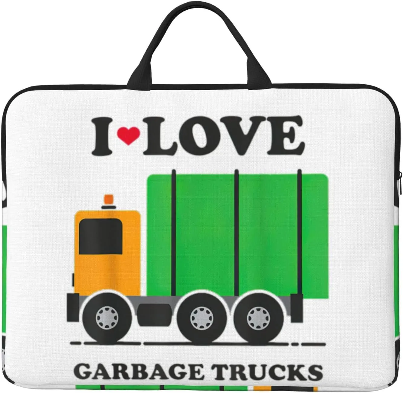 I Love Garbage Trucks print Durable Travel Laptop Bag HandBag Shockproof Carrying Bag Briefcase for 14inch Laptop Notebook