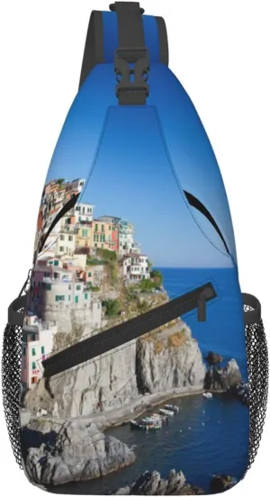 Italy Architecture Cliff Coast Sling Backpack Chest Bag Fashion Crossbody Shoulder Bags Casual Daypack For Men Women