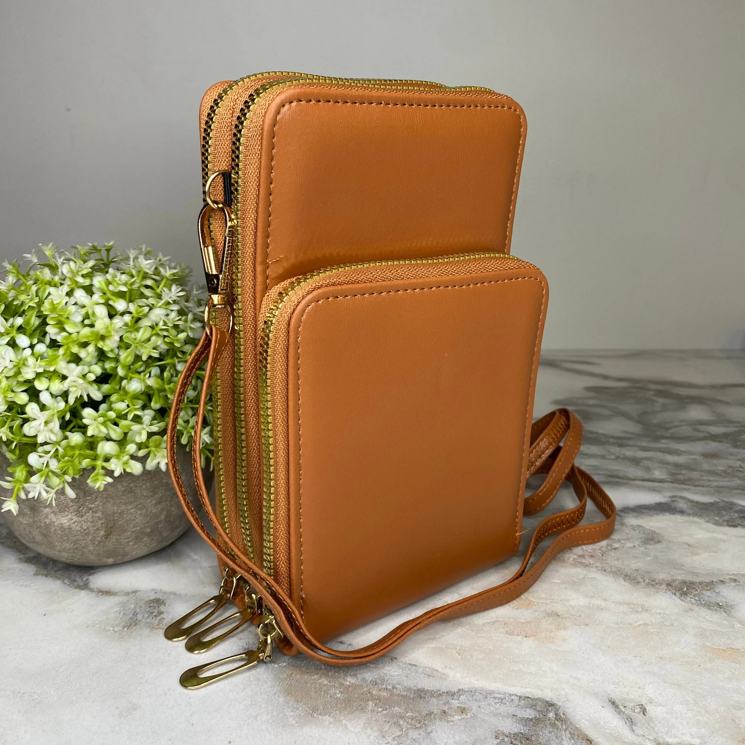 Ivy Crossbody Wallet   Purse - Camel
