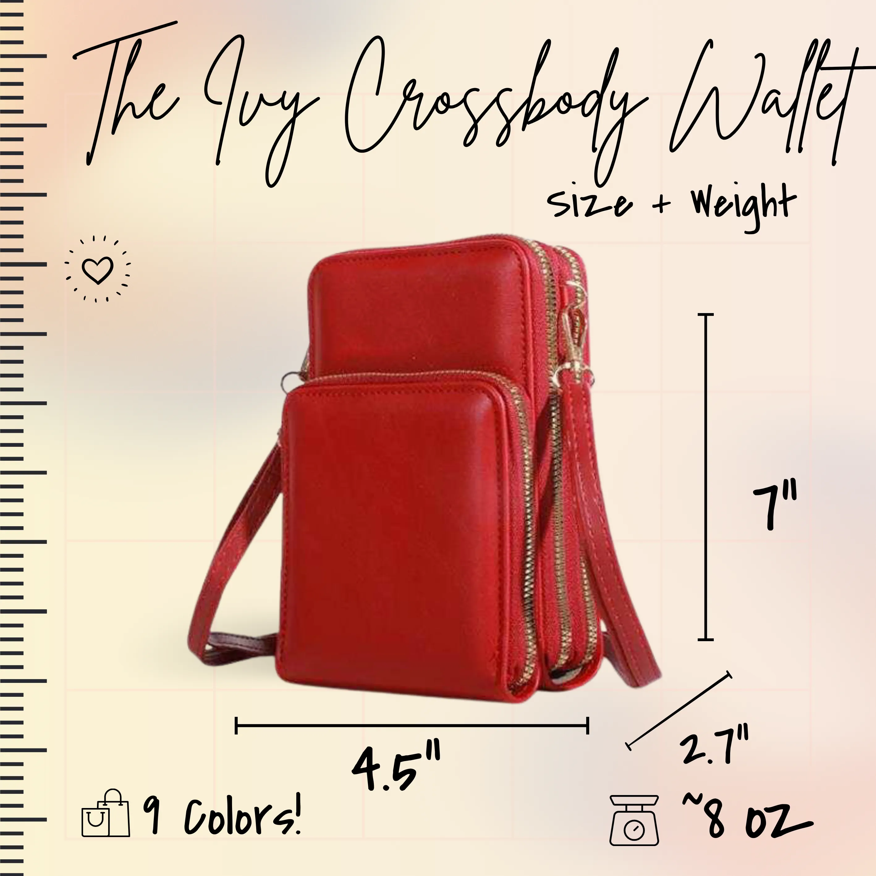 Ivy Crossbody Wallet   Purse - Medium Pink