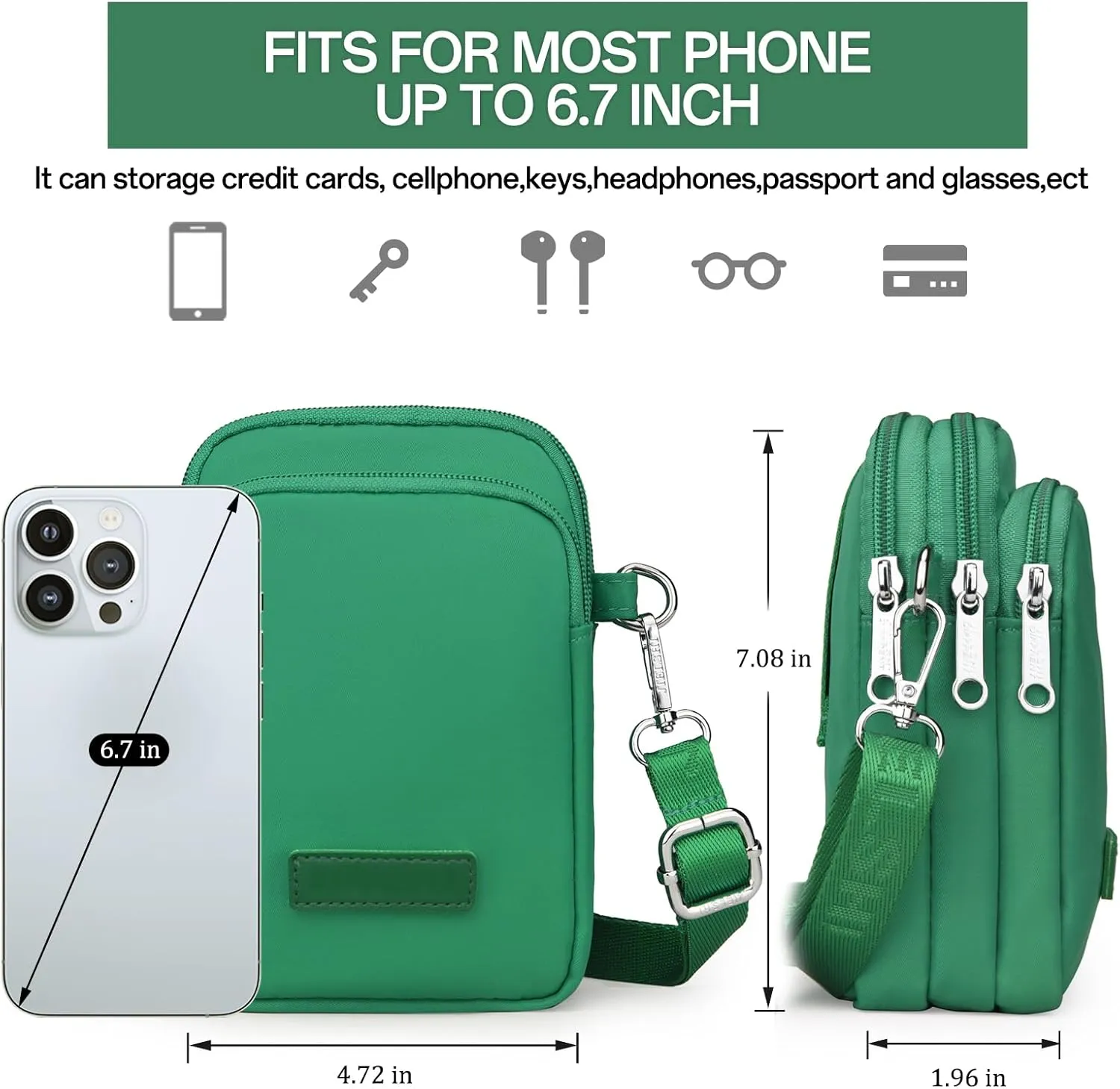 JANKS Small Crossbody Bag for Women Mini Cell Phone Bag Travel Pouch Wallet Purses Adjustable Over Shoulder Strap