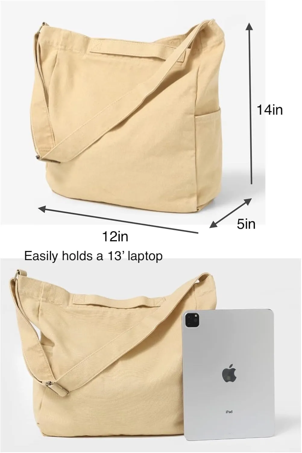 Jeelow Heavy Duty Canvas Travel Tote Handbag Shoulder Crossbody Bags Purse For Men & Women
