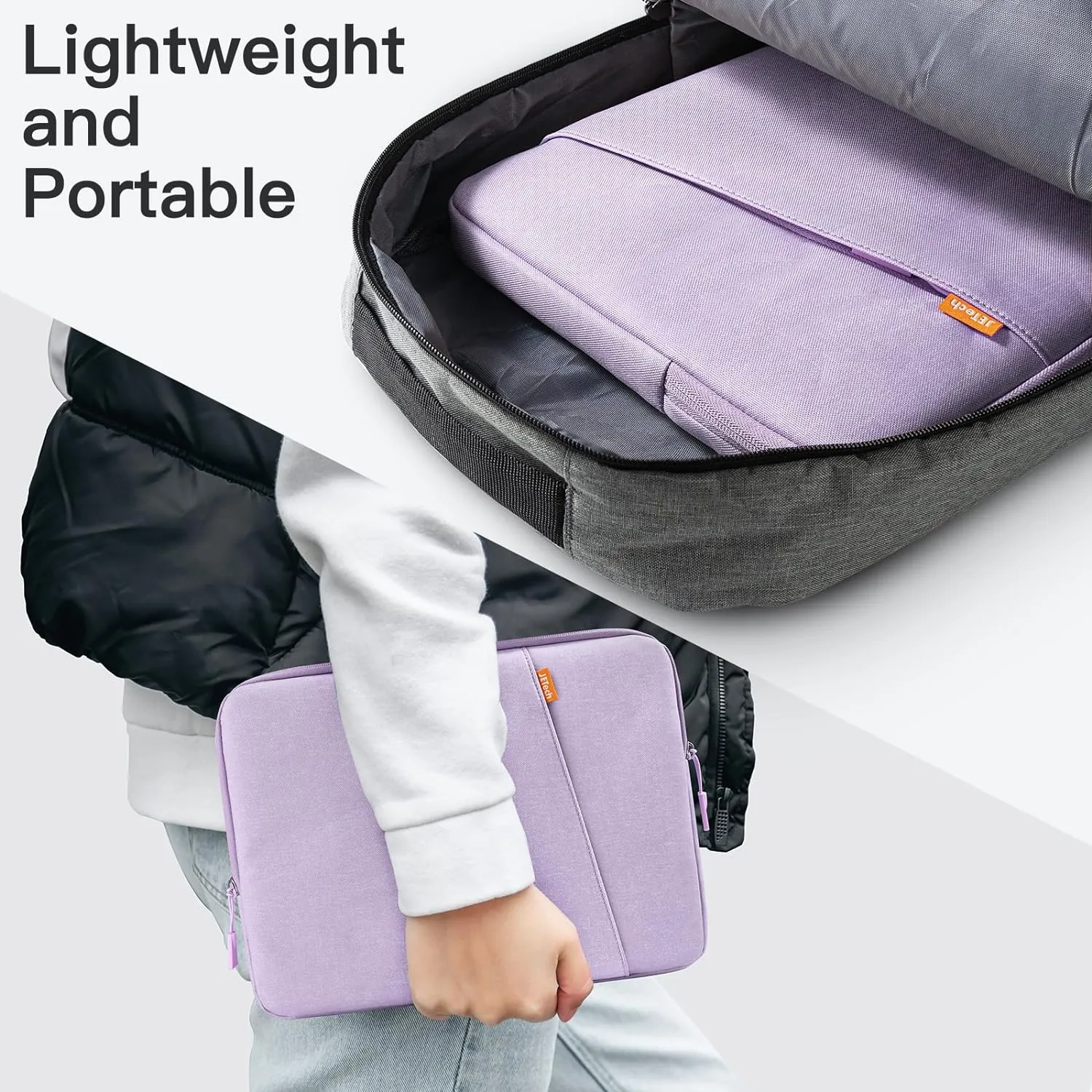JETech Laptop Sleeve for 13-14Inch MacBook Air/Pro (M4/M3/M2/M1) 2021-2025, 13-13.6 Inch Notebook, Waterproof Shock Resistant Bag Case with Accessory Pocket (Light Purple)