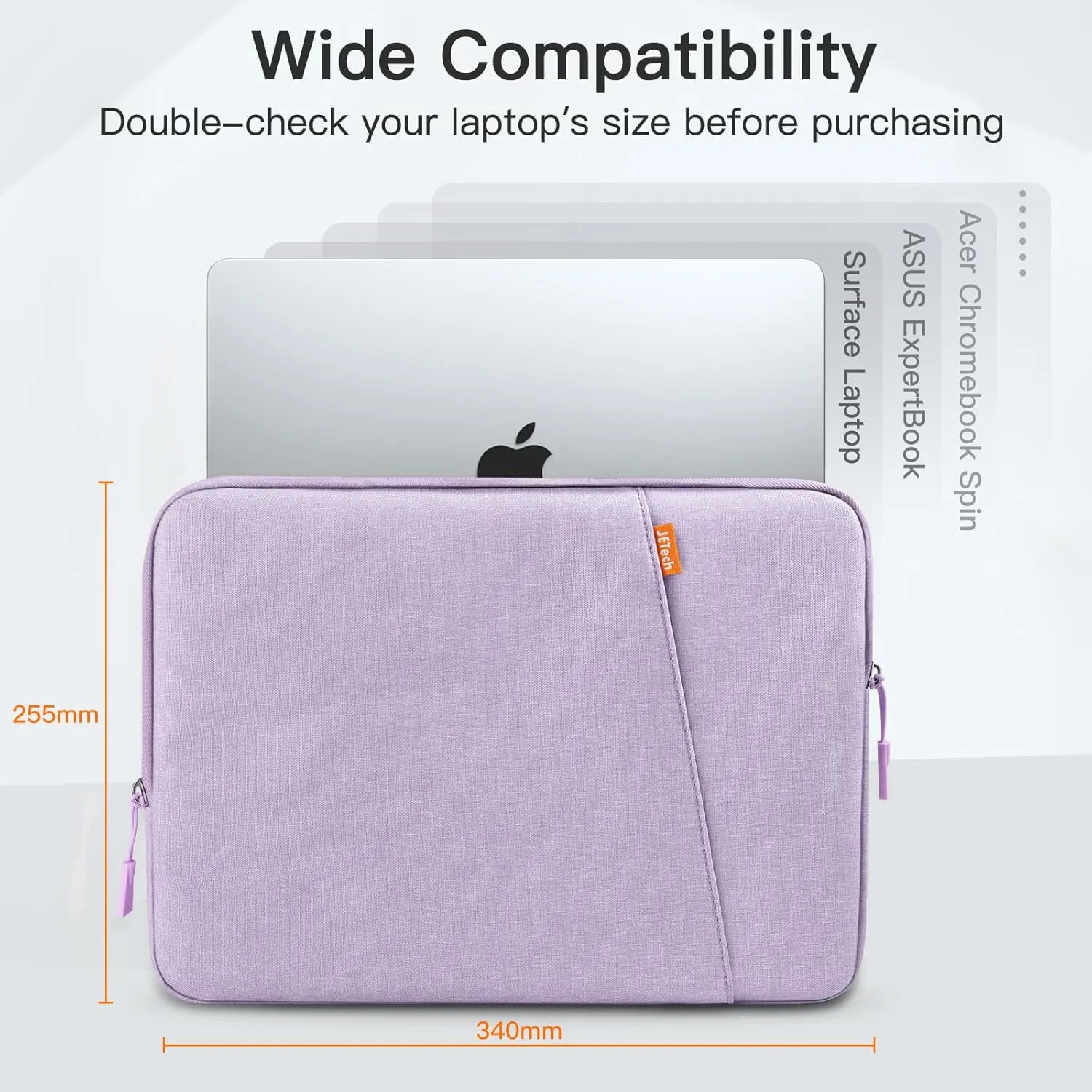 JETech Laptop Sleeve for 13-14Inch MacBook Air/Pro (M4/M3/M2/M1) 2021-2025, 13-13.6 Inch Notebook, Waterproof Shock Resistant Bag Case with Accessory Pocket (Light Purple)