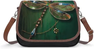 Jewel Dragonfly Shoulder Bags PU Leather Shoulder Handbag Large Capacity Crossbody Bag for Women