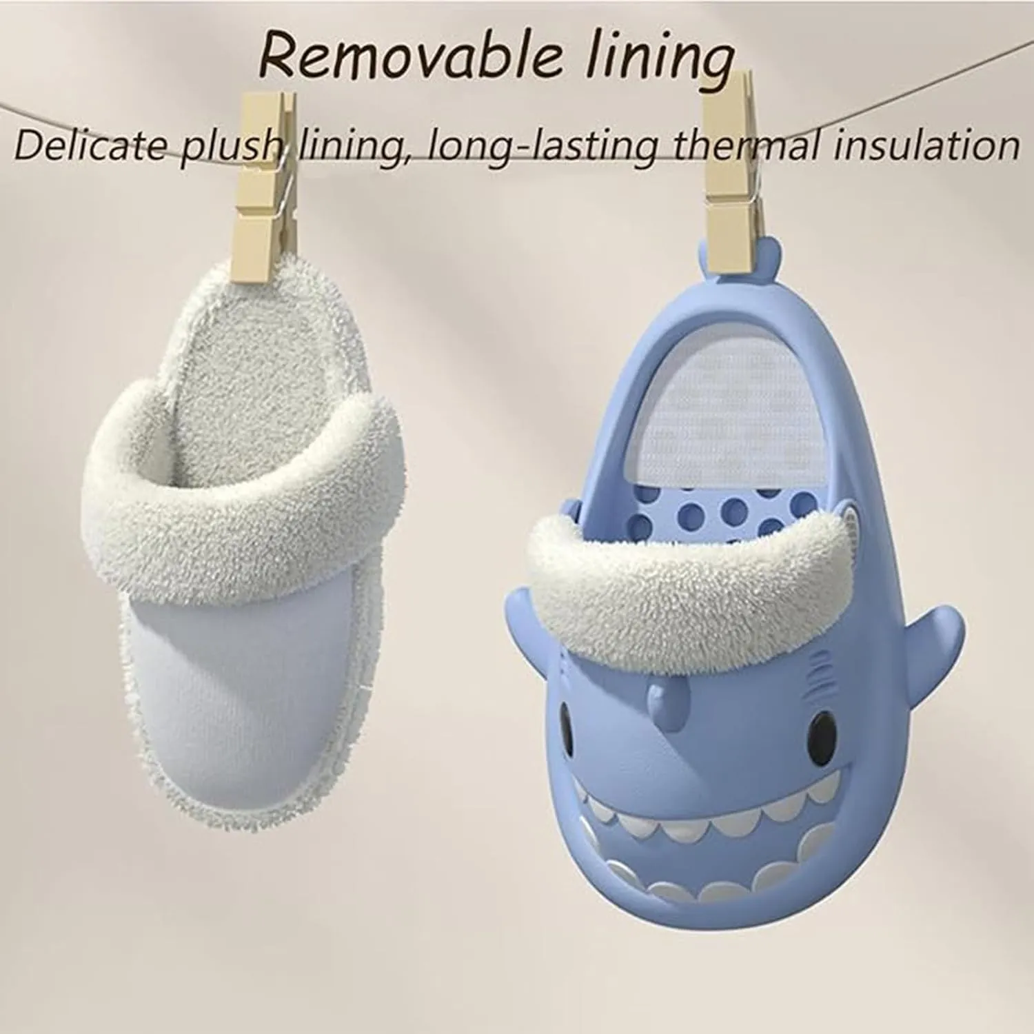 Jfxgjuv Sharklas Originales Kids, Sharky Chanclas Kids, Shark Slides Kids with Back Strap, Shark Polares Kids Shark Slides Summer and Winter Detachable Plush Warm Slippers