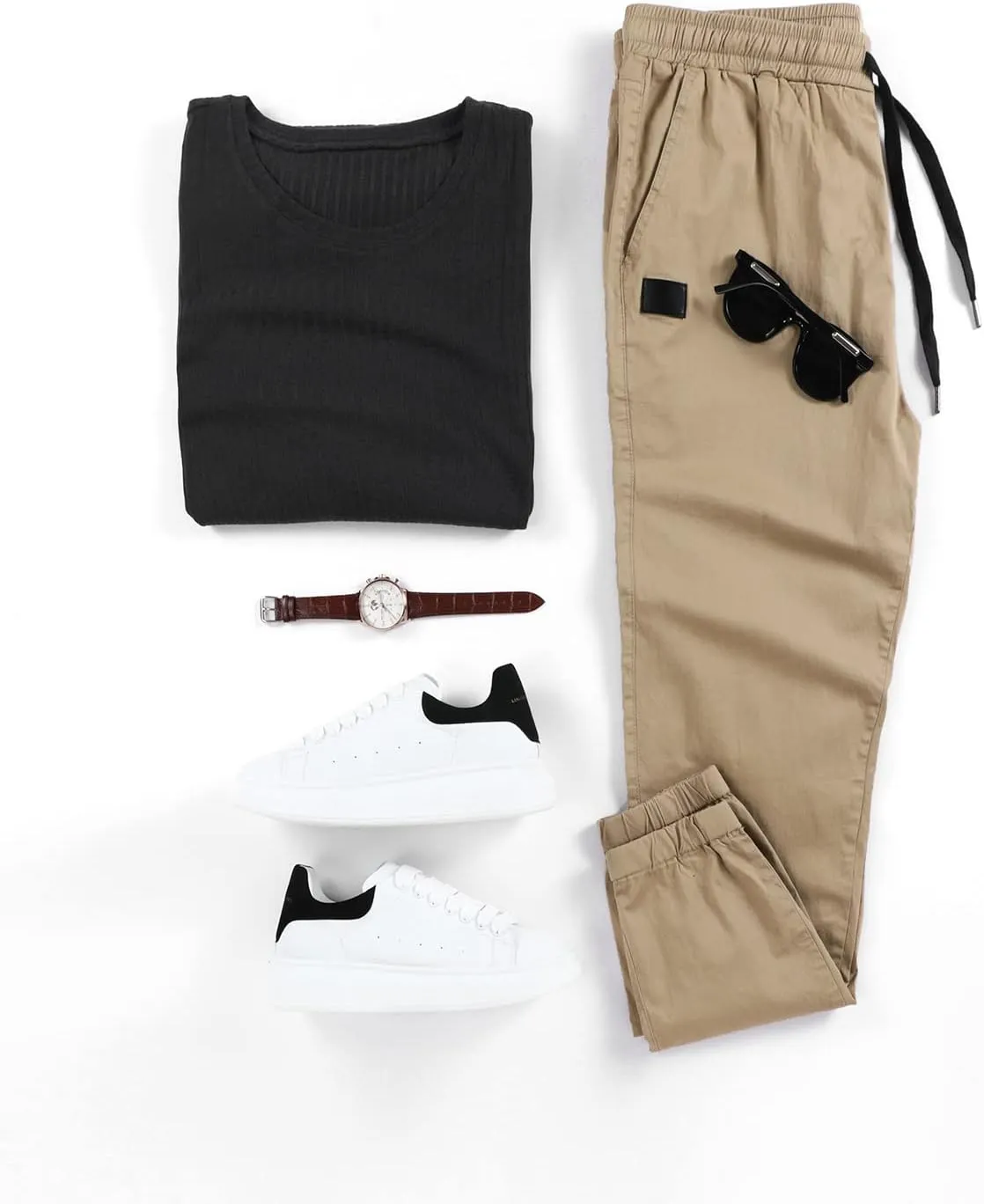 JMIERR Mens Casual Joggers Pants - Cotton Drawstring Chino Cargo Pants Hiking Outdoor Twill Track Jogging Sweatpants Pants