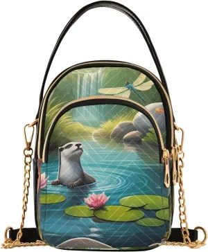Joko Ivery Otter Dragonfly Multi Pockets Crossbody Bags for Women Zip Cell Phone Purse Wallet Bag with Detachable Shoulder Strap Shoulder Purse for Girls Women Trendy Gift Shopping Working Traveling