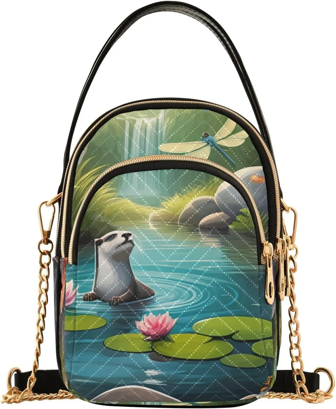 Joko Ivery Otter Dragonfly Multi Pockets Crossbody Bags for Women Zip Cell Phone Purse Wallet Bag with Detachable Shoulder Strap Shoulder Purse for Girls Women Trendy Gift Shopping Working Traveling